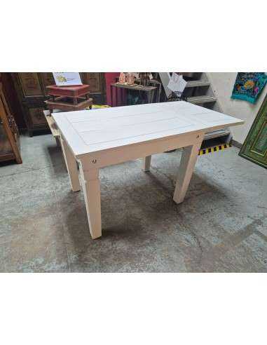 Tavolo legno massello bianco con allungo 100/140 x 75cm CX208