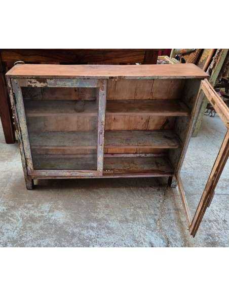 Vetrinetta in legno massello di teak colore lilla VL2505