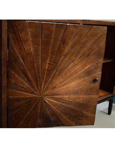 Credenza bassa in legno e ferro - Artigianale indiana, finitura naturale AGB688000898