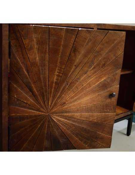 Credenza bassa in legno e ferro - Artigianale indiana, finitura naturale AGB688000898