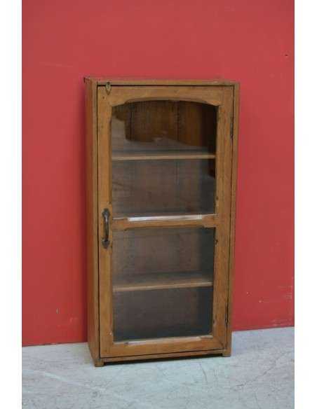 Vetrina pensile in teak con anta e 3 ripiani – coloniale India 38x15x75 cm TS124