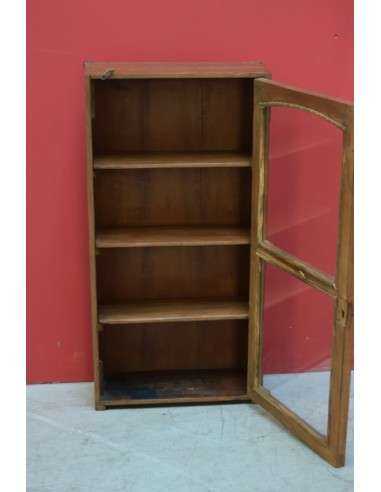 Vetrina pensile in teak con anta e 3 ripiani – coloniale India 38x15x75 cm TS124