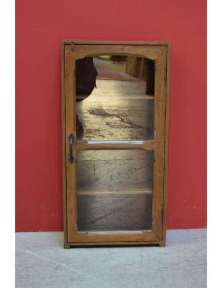 Vetrina pensile in teak con anta e 3 ripiani – coloniale India 38x15x75 cm TS124