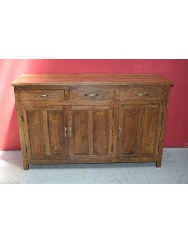 Credenza bassa coloniale in teak – 3 ante e 3 cassetti, India XX secolo cm TS050