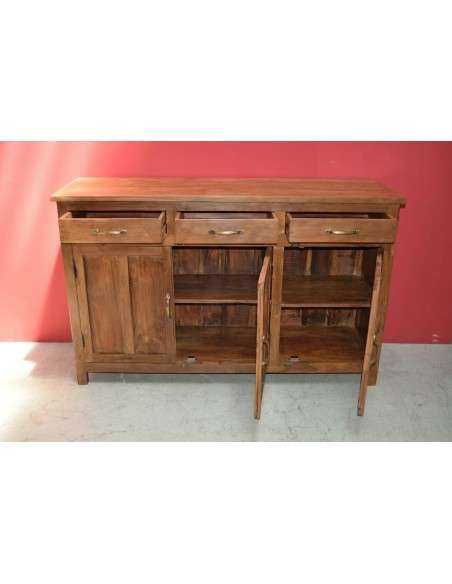 Credenza bassa coloniale in teak – 3 ante e 3 cassetti, India XX secolo cm TS050