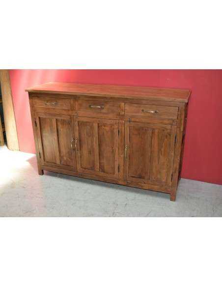 Credenza bassa coloniale in teak – 3 ante e 3 cassetti, India XX secolo cm TS050