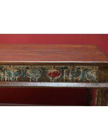 Tavolino coloniale in teak con bordo inciso – India XX secolo TS035