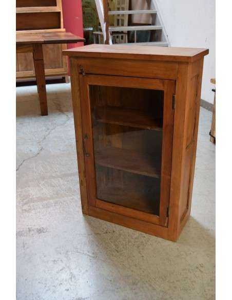 Vetrinetta pensile tipo farmacia in legno massello con anta a vetro e doppio ripiano TS004