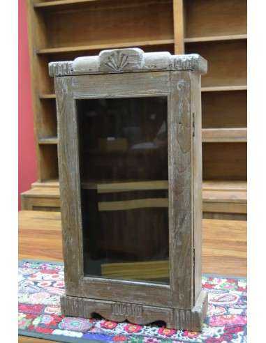 Vetrinetta etnica pensile in legno sbiancato TS122