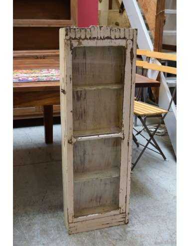 Vetrinetta etnica  pensile  alta in legno sbiancato TS080