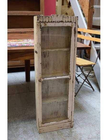 Vetrinetta etnica  pensile  alta in legno sbiancato TS080