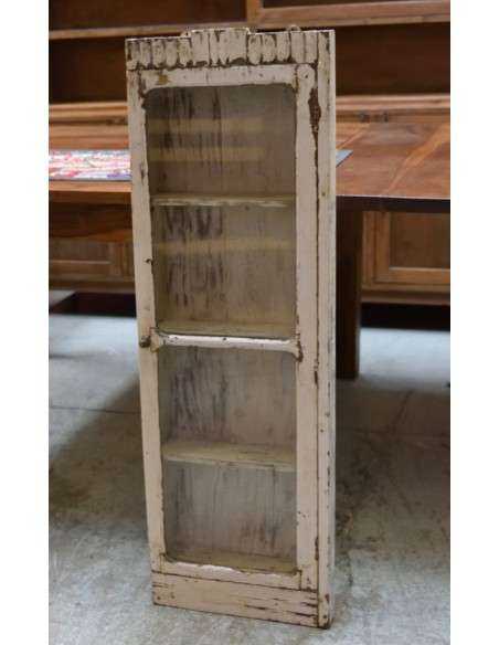 Vetrinetta etnica  pensile  alta in legno sbiancato TS080