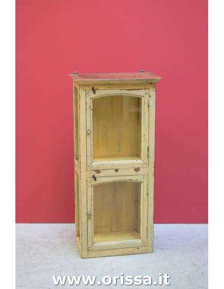 Vetrina pensile in legno stile shabby colore panna TG033