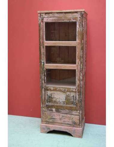 Vetrina a colonna stile shabby colore rosa epoca coloniale TP070