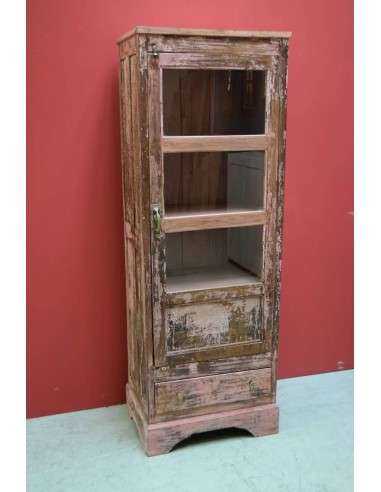 Vetrina a colonna stile shabby colore rosa epoca coloniale TP070