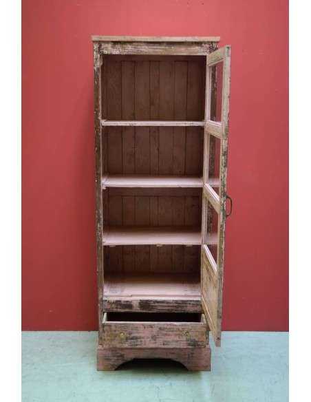 Vetrina a colonna stile shabby colore rosa epoca coloniale TP070