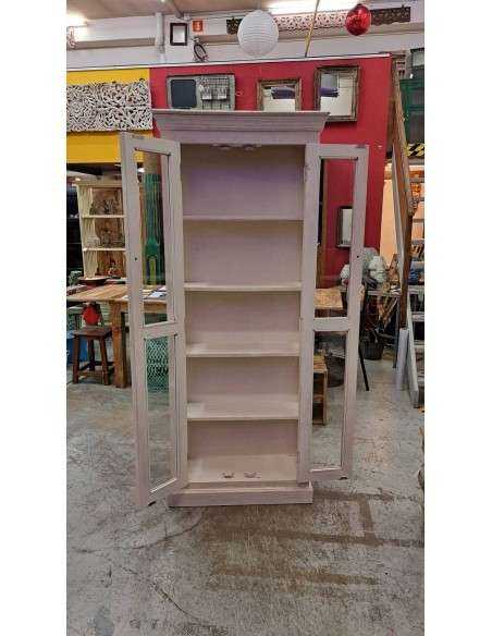 Vetrina in Legno Massello - Stile Shabby Sbiancato 75x30cm AGBB00035