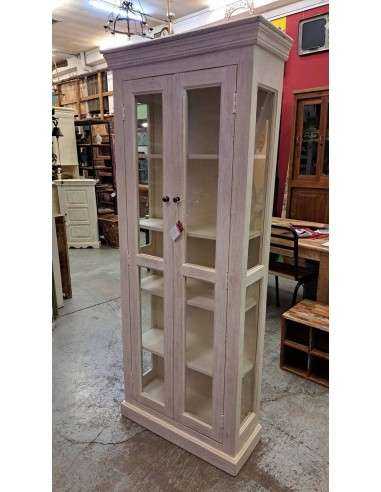 Vetrina in Legno Massello - Stile Shabby Sbiancato 75x30cm AGBB00035