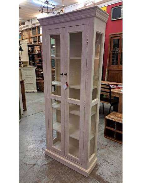 Vetrina in Legno Massello - Stile Shabby Sbiancato 75x30cm AGBB00035