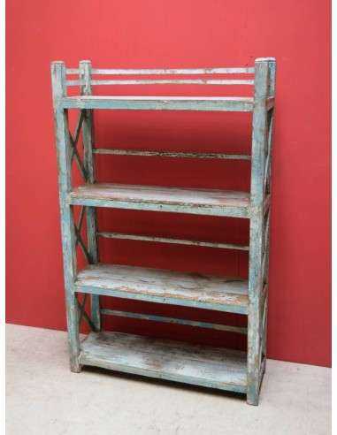 Scaffale shabby azzurro in legno massello TR030