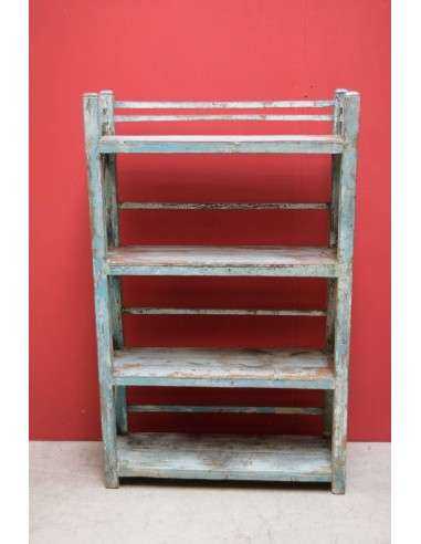 Scaffale shabby azzurro in legno massello TR030