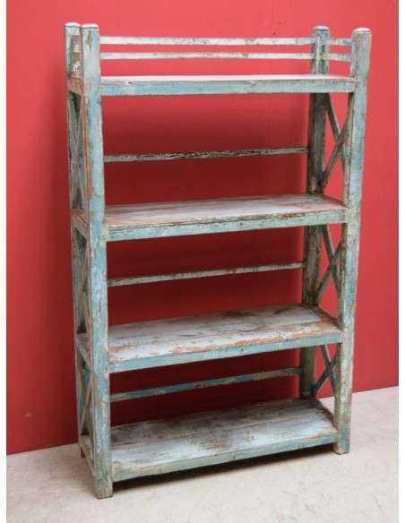 Scaffale shabby azzurro in legno massello TR030