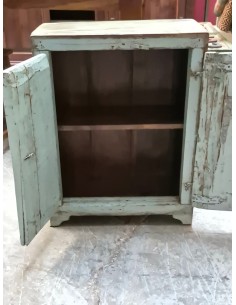 comodino etnico in legno massello shabby azzurro VL2506 2