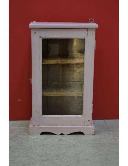 Vetrinetta pensile shabby lilla con anta in vetro – 37x17x65 cm TS134