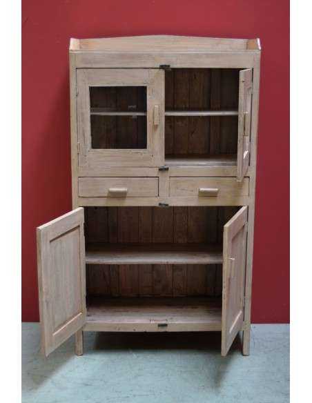 Credenza coloniale shabby rosa cipria con vetri e cassetti – 88x37x157 cm TS128