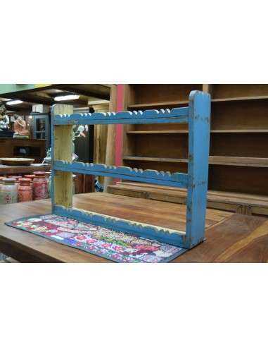 Scaffalino pensile a due ripiani in legno shabby blu – stile coloniale  TS007