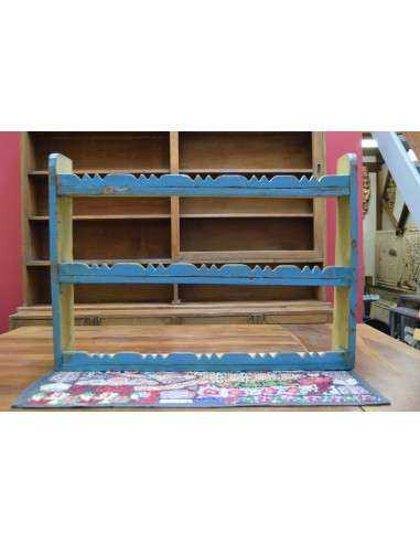 Scaffalino pensile a due ripiani in legno shabby blu – stile coloniale  TS007