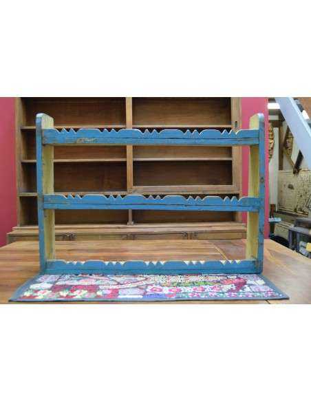 Scaffalino pensile a due ripiani in legno shabby blu – stile coloniale  TS007