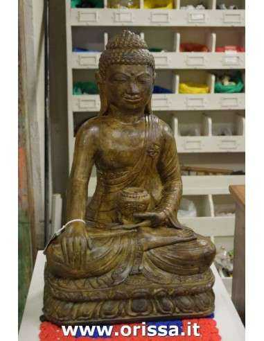 Statua Buddha tailandese in polvere di pietra H 60cm