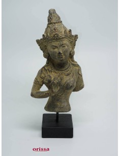 Statua divinità induista Dewi Tara su piedistallo  H 34cm