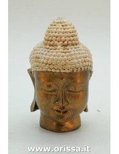 Statua testa Buddha tailandese in resina H 20cm