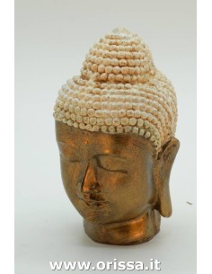 Statua testa Buddha tailandese in resina H 20cm 2