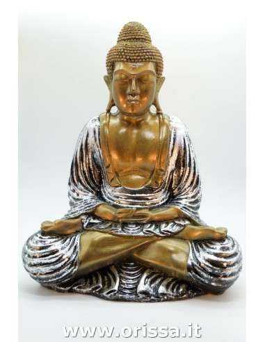 Statua Buddha IN RESINA ORO/ARGENTO H 50cm ALWIK078
