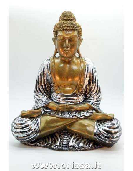 Statua Buddha IN RESINA ORO/ARGENTO H 50cm ALWIK078