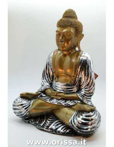 Statua Buddha IN RESINA ORO/ARGENTO H 50cm ALWIK078