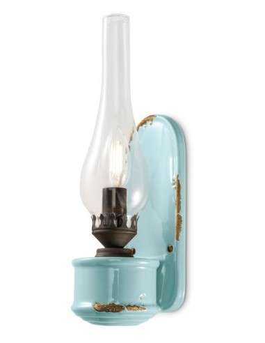 Lampada da parete applique retrò con paralume in vetro colori vari ferroluce C146