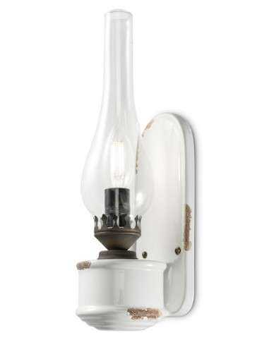 Lampada da parete applique retrò con paralume in vetro colori vari ferroluce C146