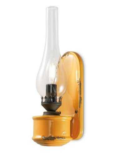 Lampada da parete applique retrò con paralume in vetro colori vari ferroluce C146