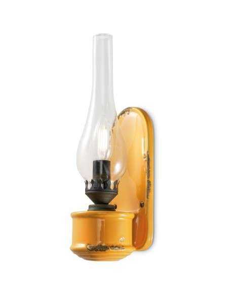 Lampada da parete applique retrò con paralume in vetro colori vari ferroluce C146