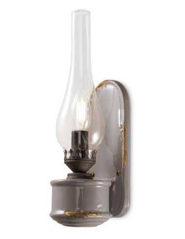 Lampada da parete applique retrò con paralume in vetro colori vari ferroluce C146