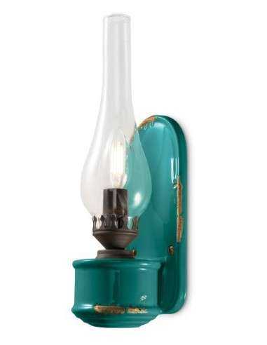 Lampada da parete applique retrò con paralume in vetro colori vari ferroluce C146