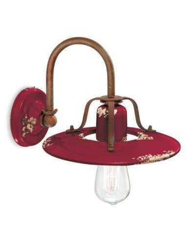 Lampada da parete applique retrò con paralume a cappello ferroluce  C1440