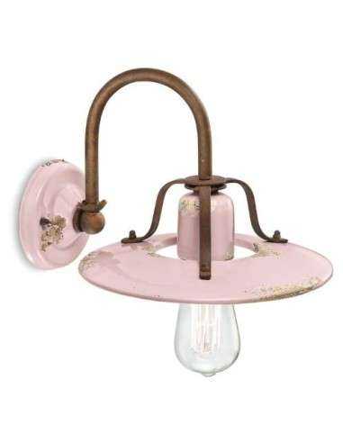 Lampada da parete applique retrò con paralume a cappello ferroluce  C1440