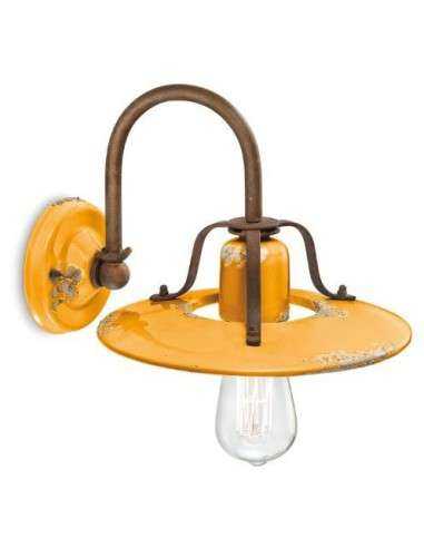 Lampada da parete applique retrò con paralume a cappello ferroluce  C1440