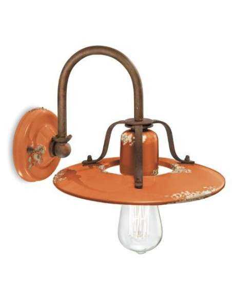 Lampada da parete applique retrò con paralume a cappello ferroluce  C1440