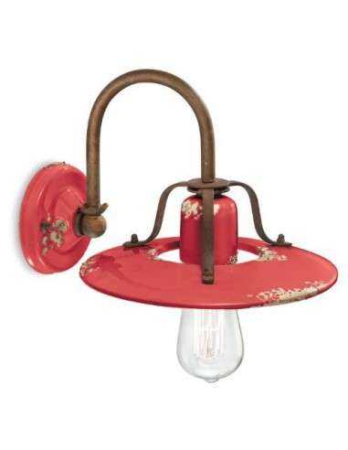 Lampada da parete applique retrò con paralume a cappello ferroluce  C1440